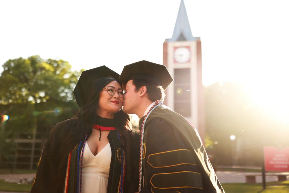 Graduation portrait with cap and gown