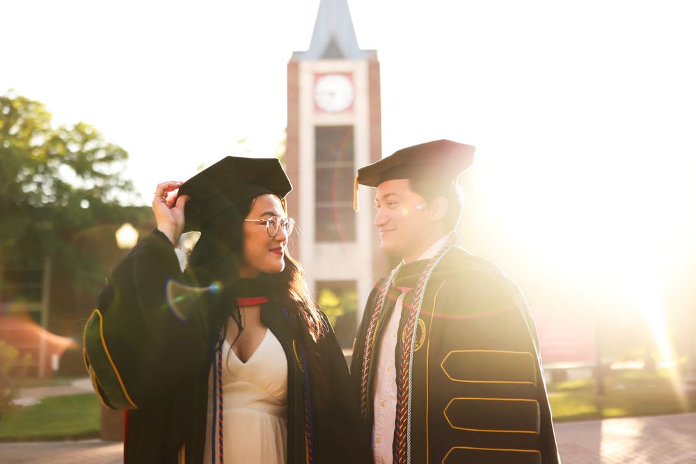 Graduation portrait with cap and gown