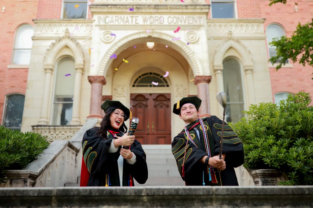 Graduation portrait with cap and gown