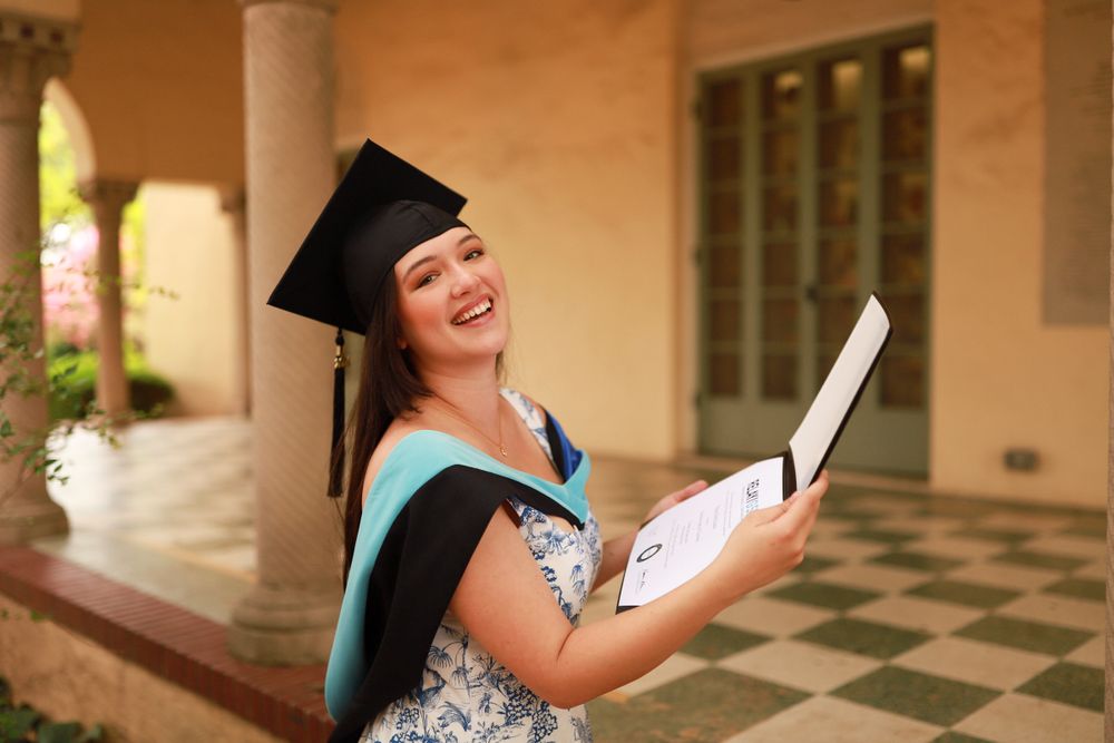 Graduation portrait with cap and gown