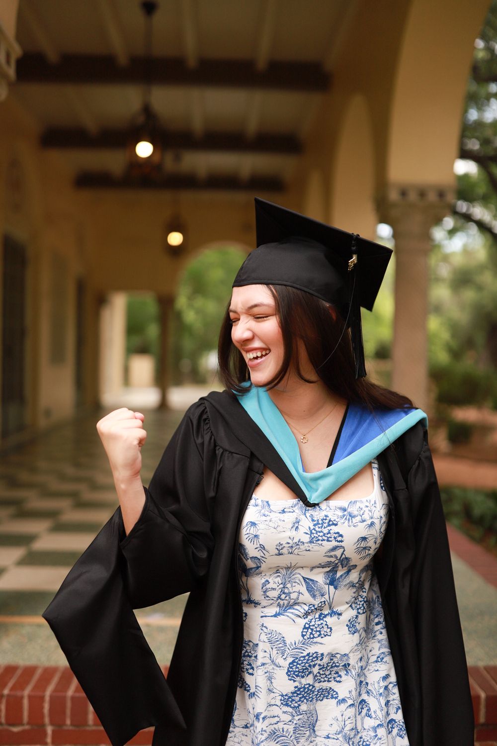 Graduation portrait with cap and gown