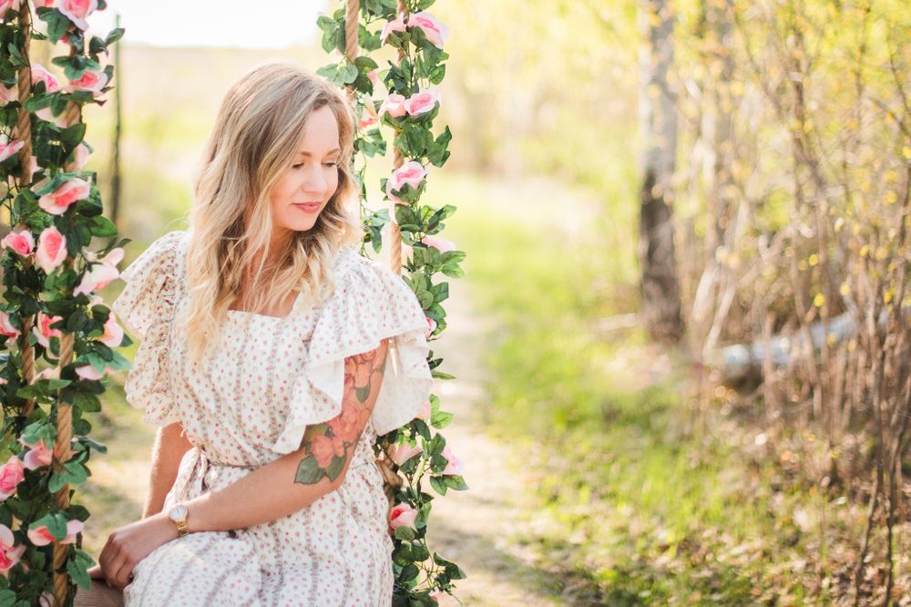 Mothers Day Photo of Girl in White dress