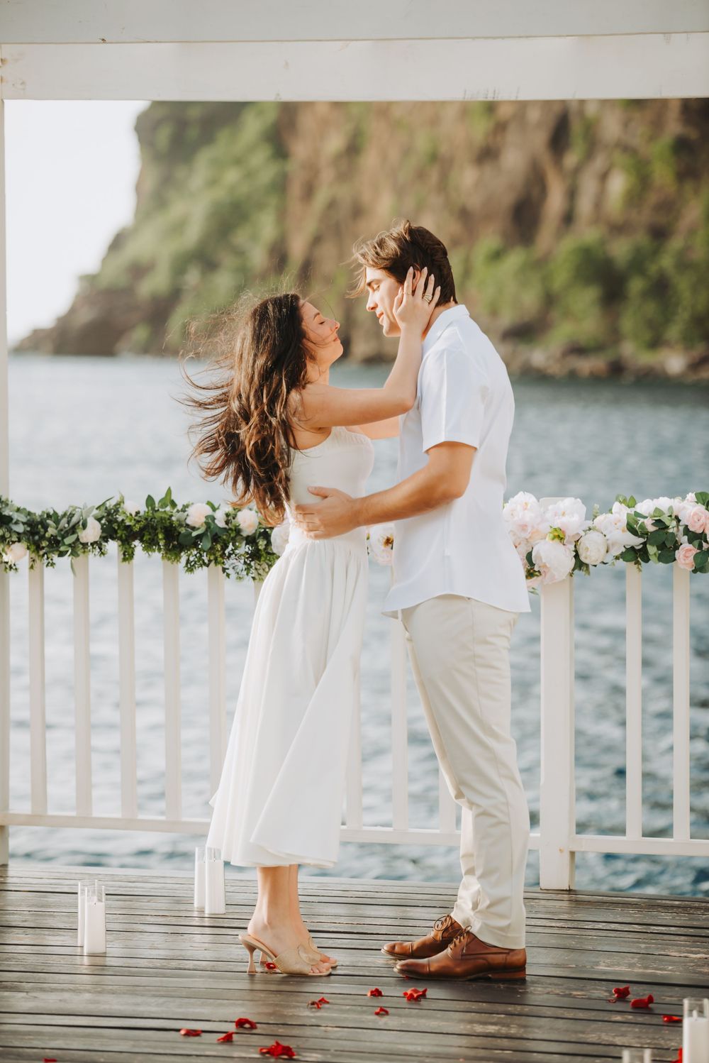 St Lucia surprise proposal and engagement photoshoot at Sugar Beach Viceroy