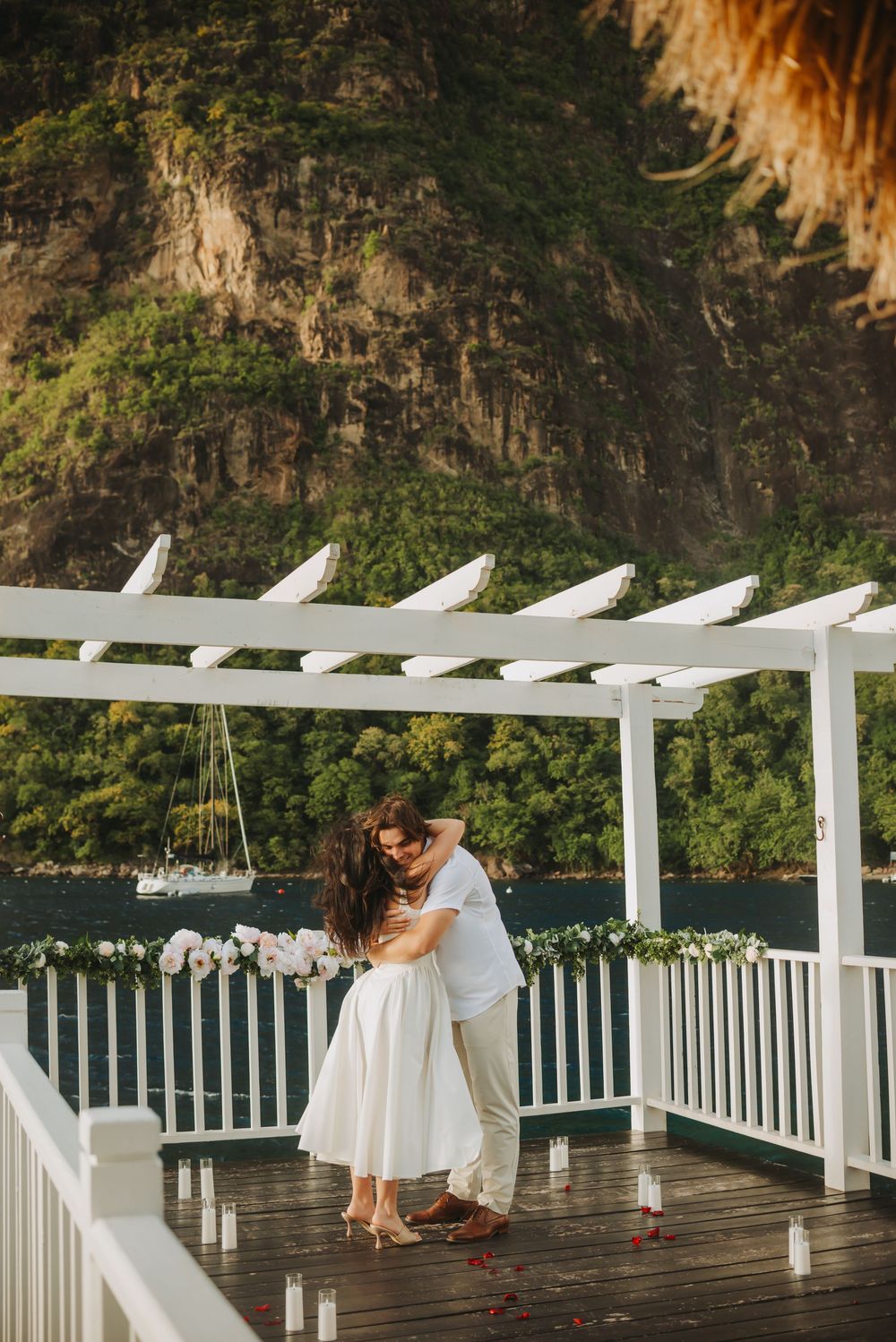 St Lucia surprise proposal and engagement photoshoot at Sugar Beach Viceroy