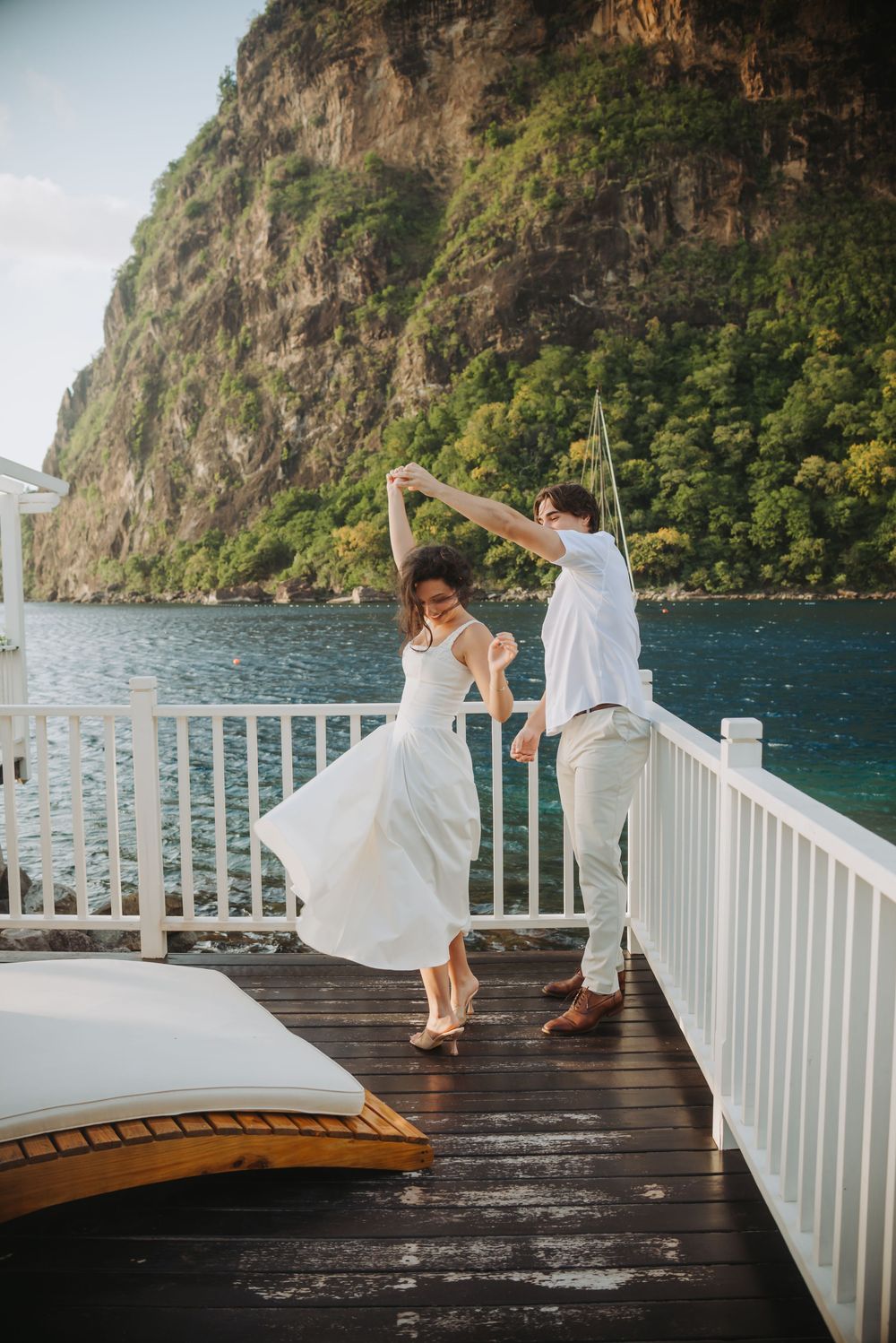 St Lucia surprise proposal and engagement photoshoot at Sugar Beach Viceroy