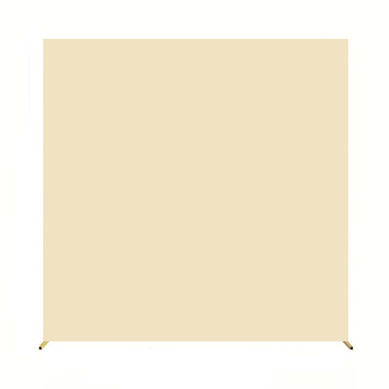 Square cream colored backdrop with gold stand base.