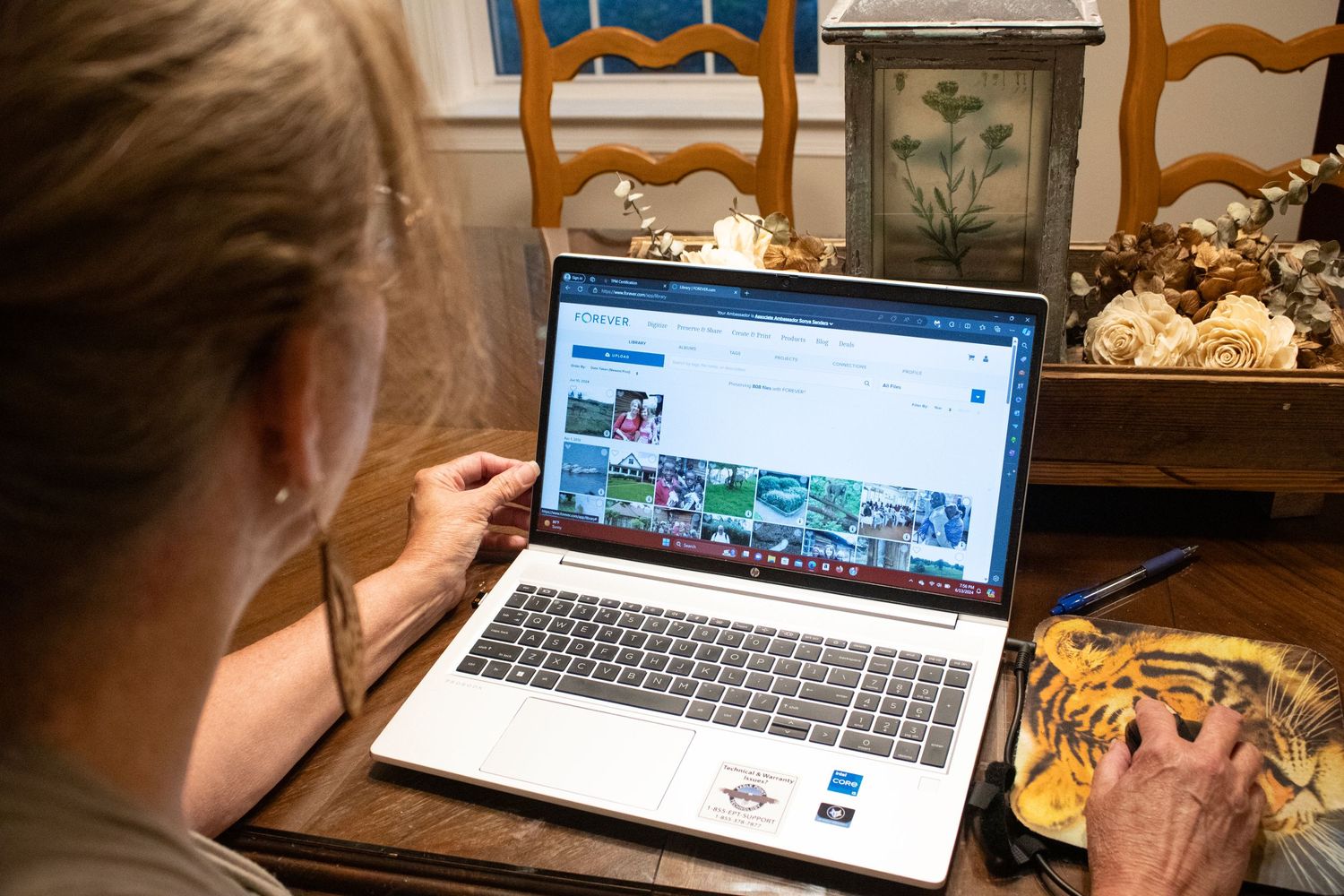A lady at the computer