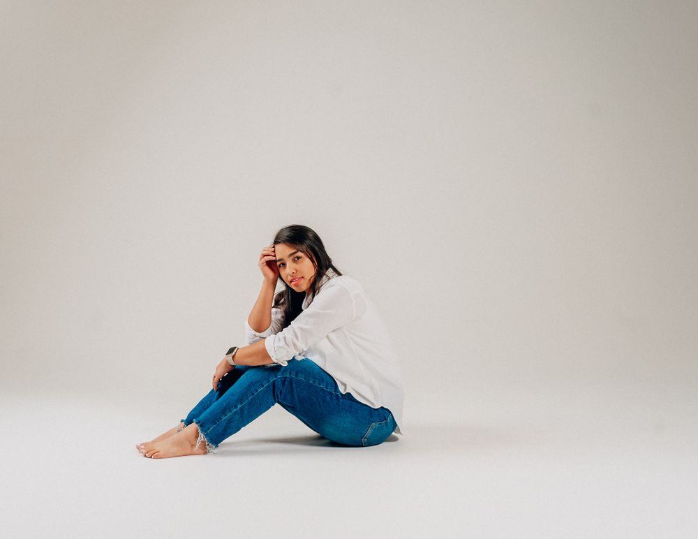 Girl posing for studio photos