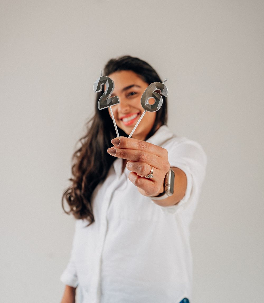 Girl posing for birthday photo