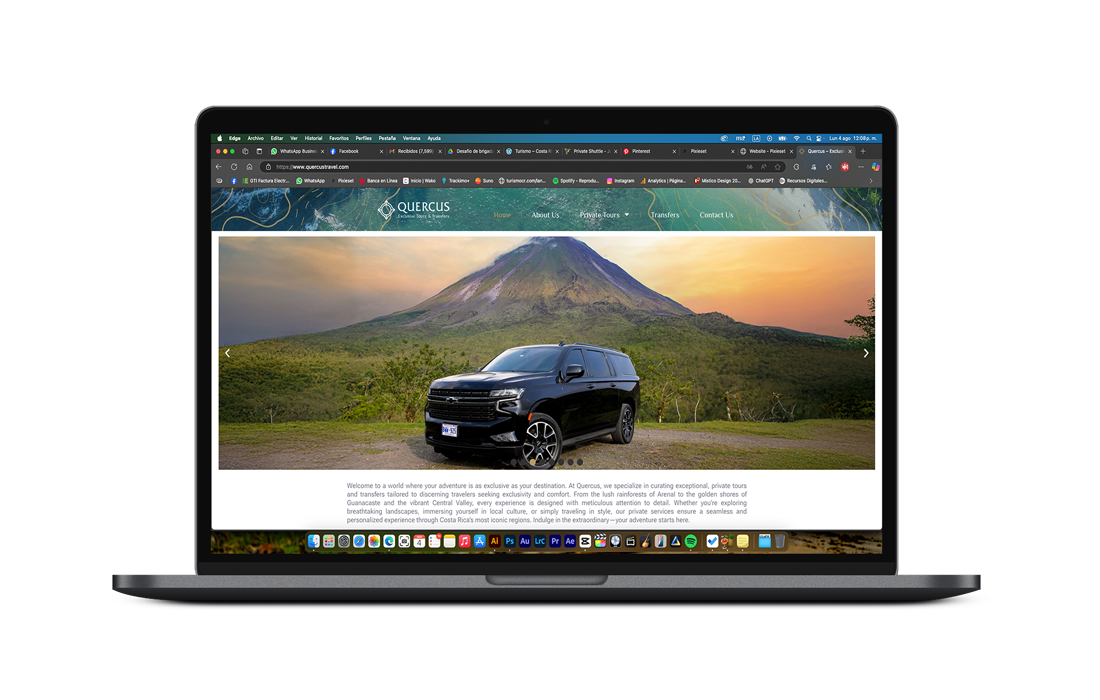 Laptop displaying a restaurant website featuring colorful food photography.