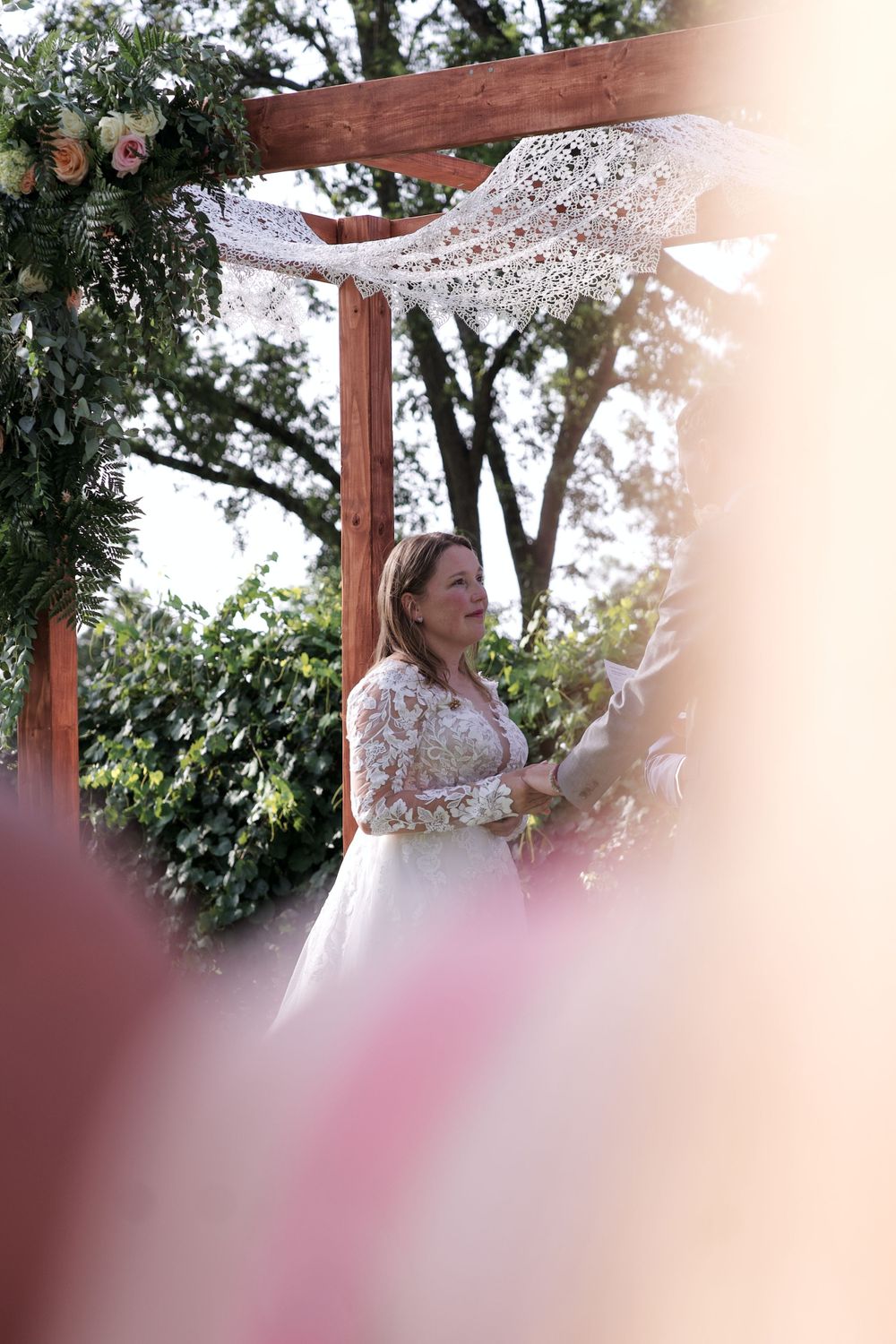 Bride in elegant white wedding dress at Griffin, Georgia ceremony