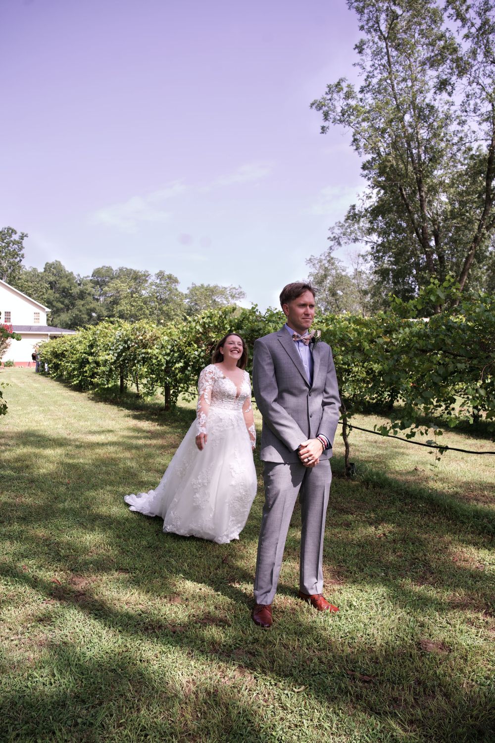 Romantic wedding moment with bride and groom in Griffin, Georgia