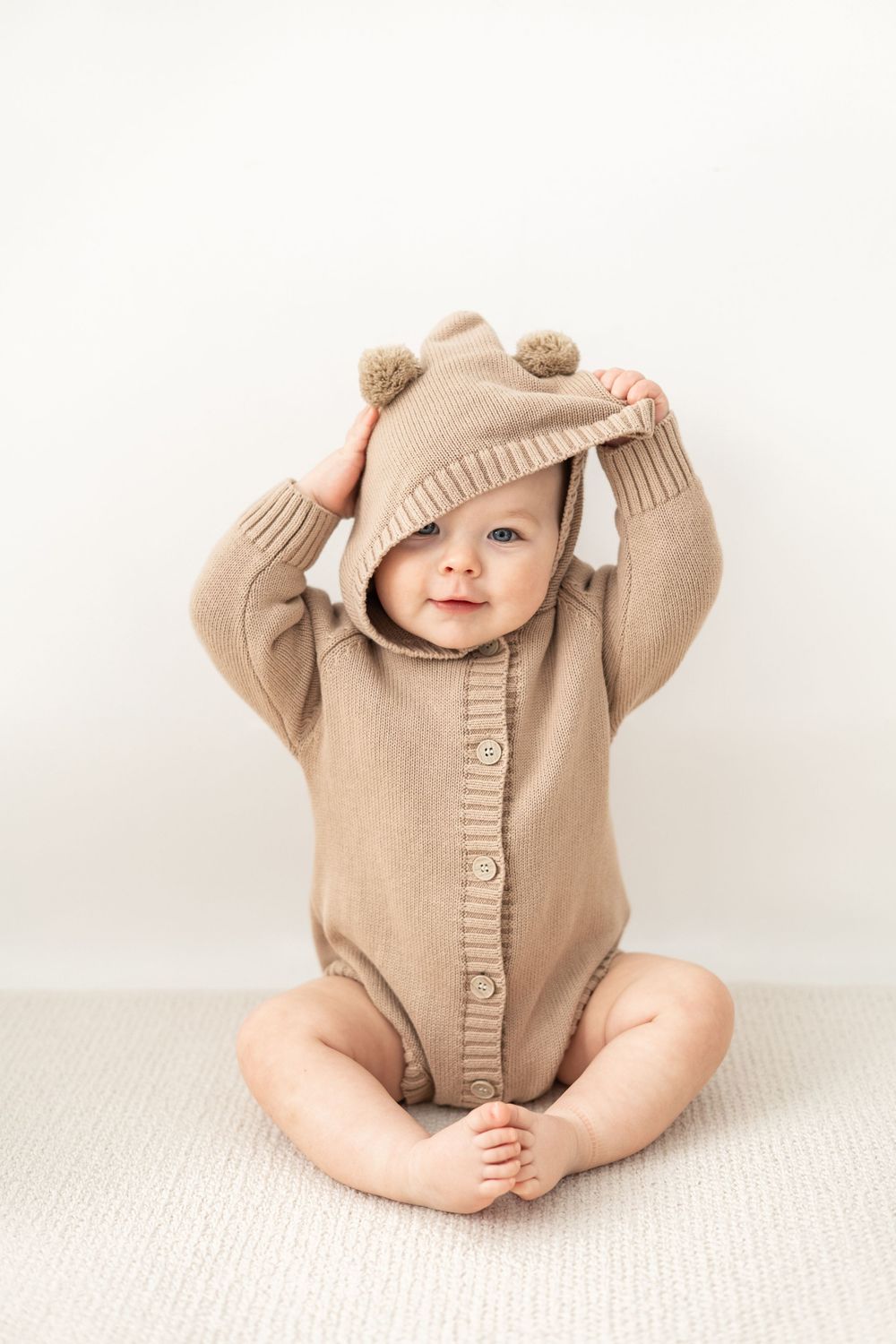 First birthday photography Nottingham and Derby baby milestone session cosy home studio
