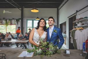 The wedding couple at Arc Brewery