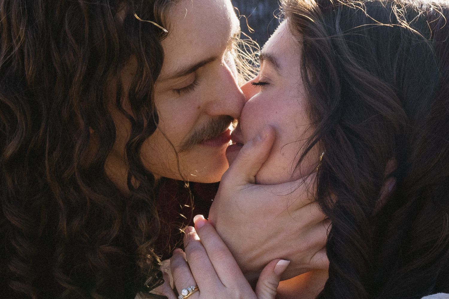 An intimate series of close-up romantic moments between a couple. Castle  Ladyhawke Wedding Photographer