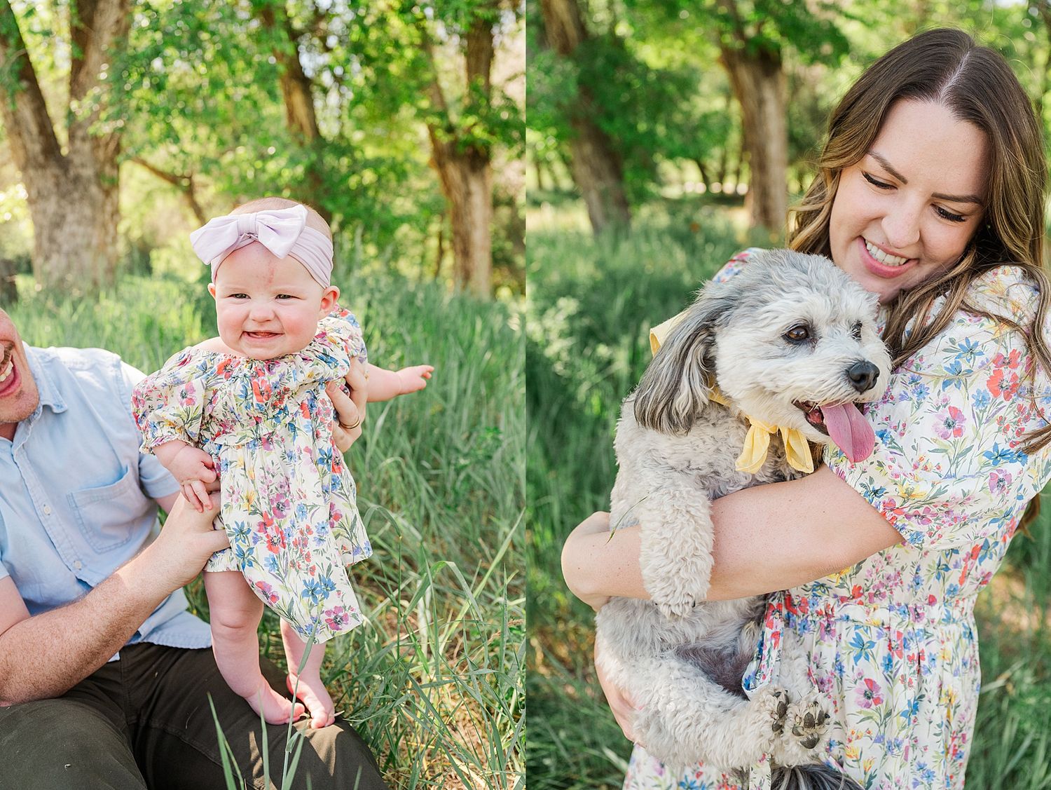 Candid family moments captured in lush garden setting with vibrant orange poppies.