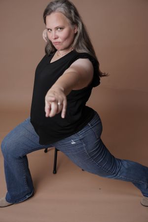 woman pointing