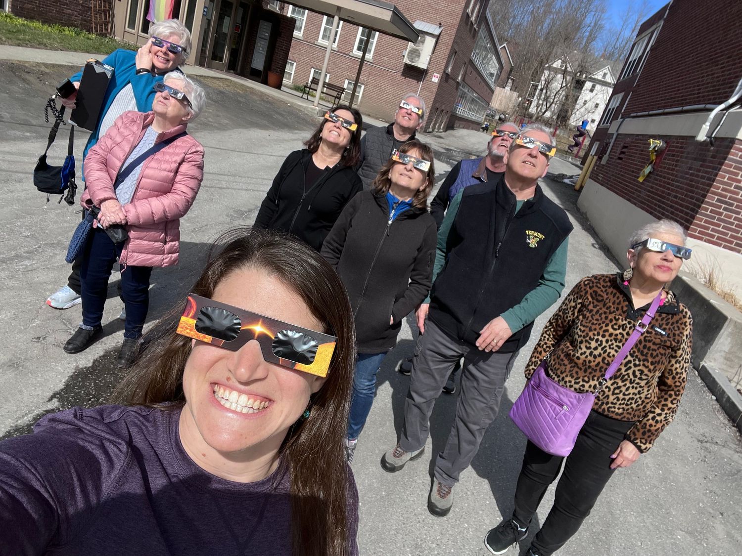 Solar eclipse selfie in Montpelier, Vermont before totality in 2024