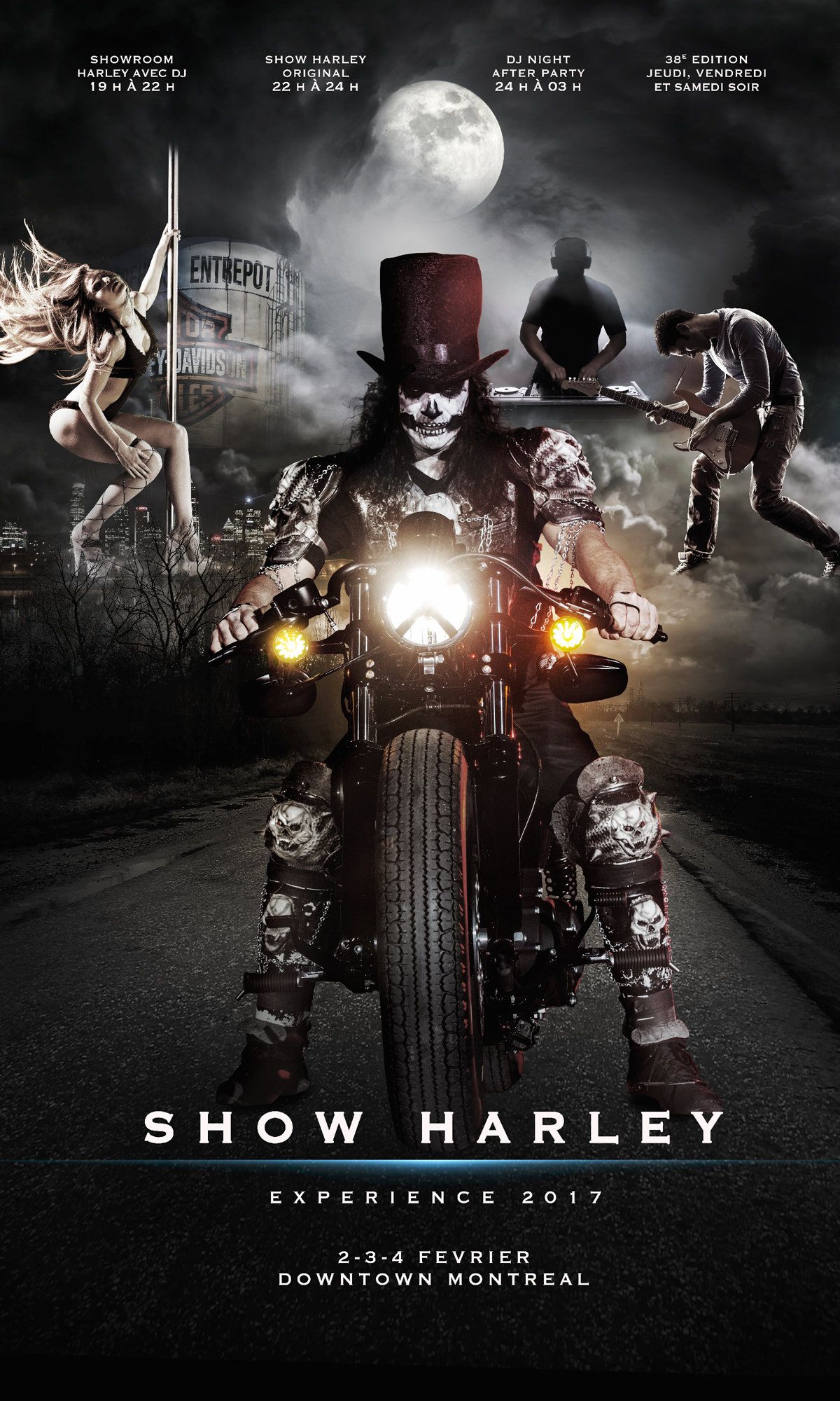 Graphisme pour MTL PROD conception de l'affiche pour promouvoir le SHOW HARLEY