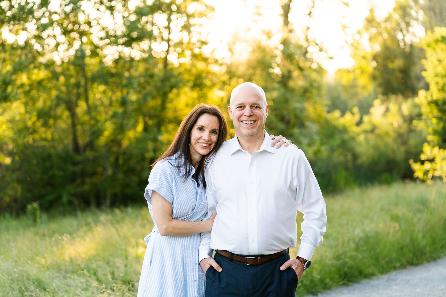 Posed portrait of husband and wife at Union Bay Natural Area.