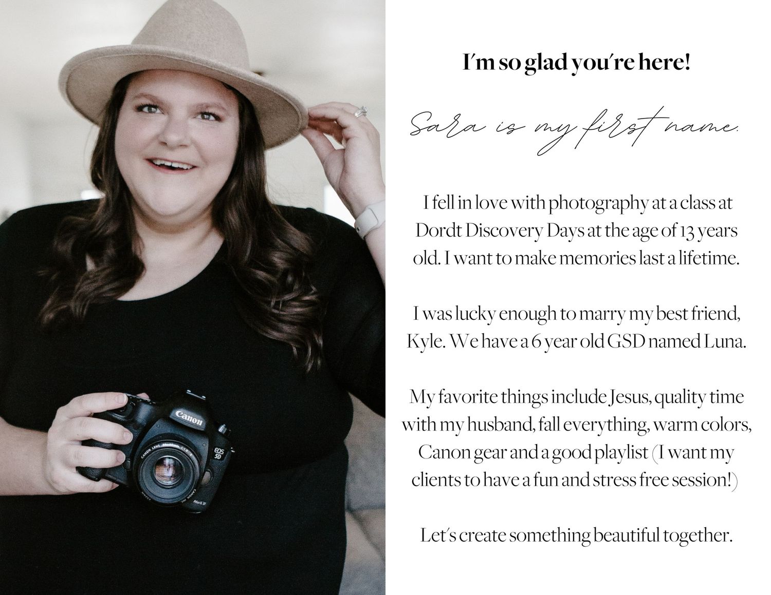 Elegant script text reading 'About Me' on white background.
