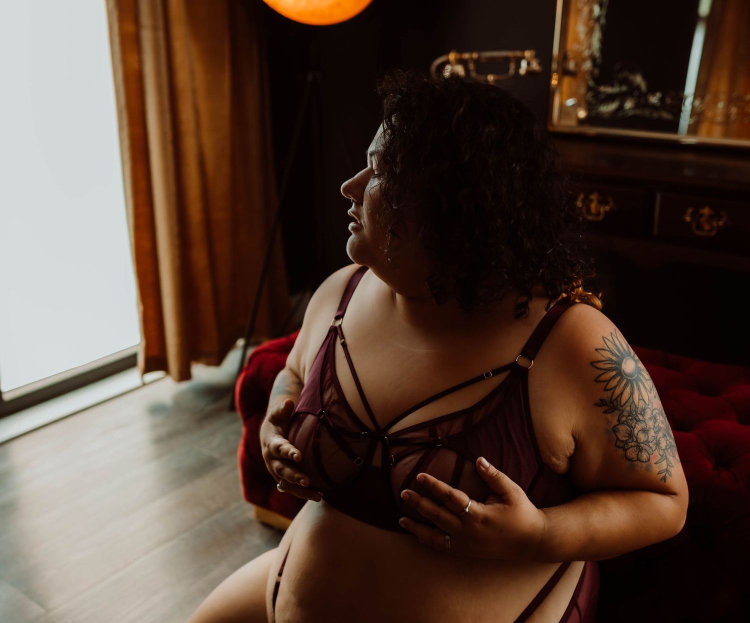 Hudson Wisconsin boudoir photography with a dark and moody style.