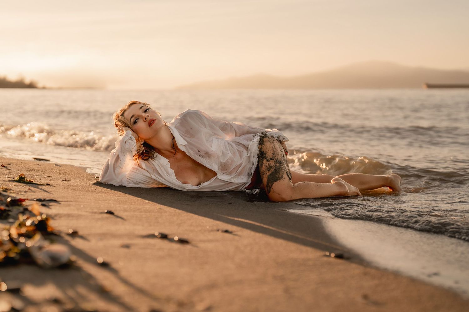 Feminine boudoir photography Vancouver soft natural light and neutral tones