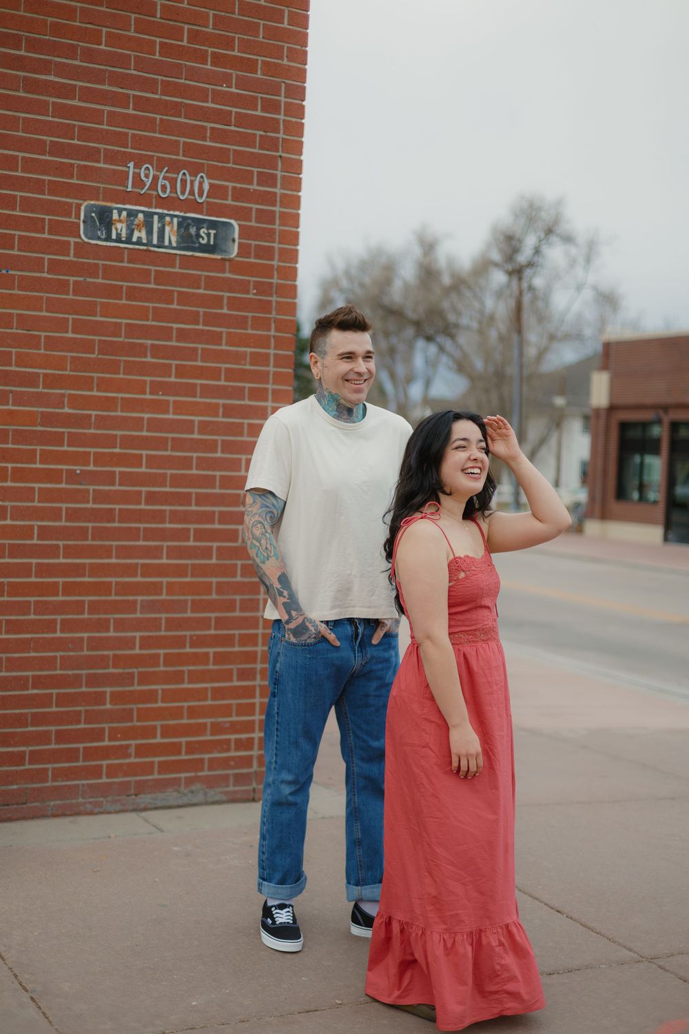 Cozy coffee shop engagement photos in downtown Parker, Colorado.