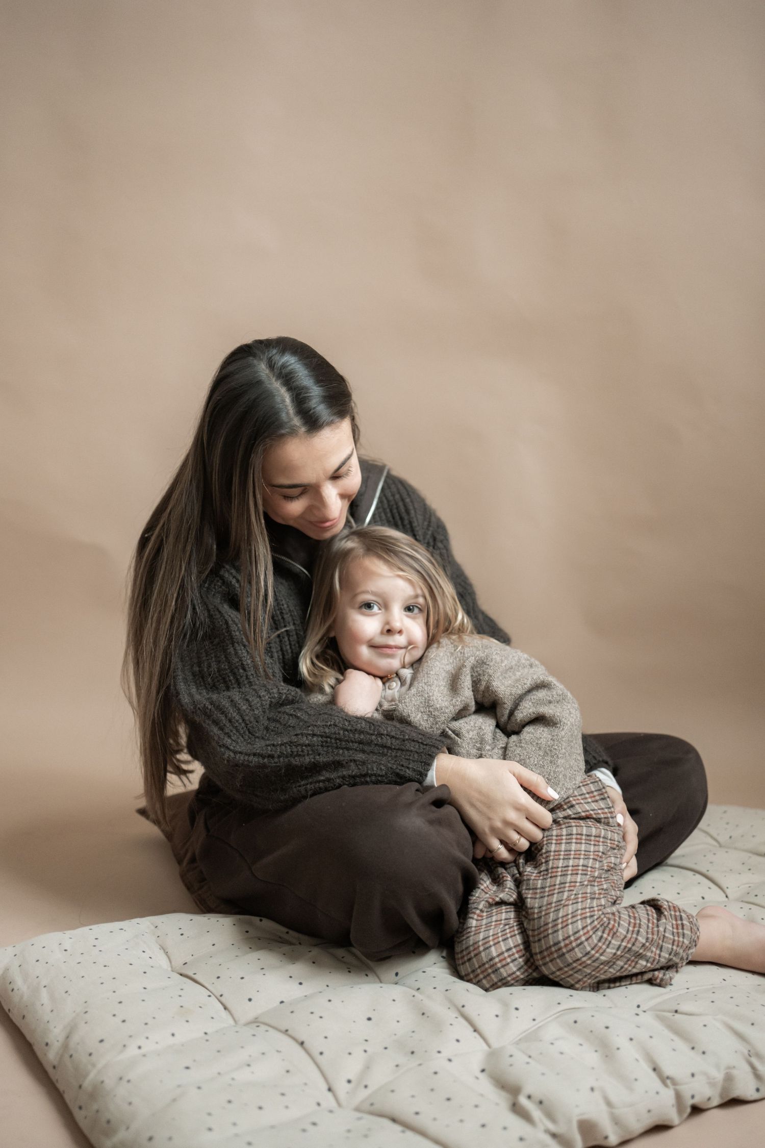 Mother and toddler studio photoshoot