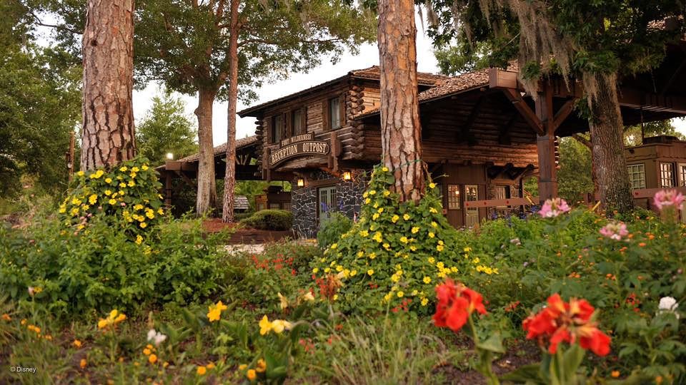 Collage of outdoor recreational activities and entertainment at a Disney resort.