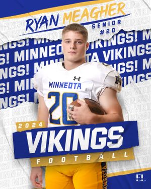 Ryan Meagher Senior #20 Minneota Vikings Football 2024 promotional player portrait.