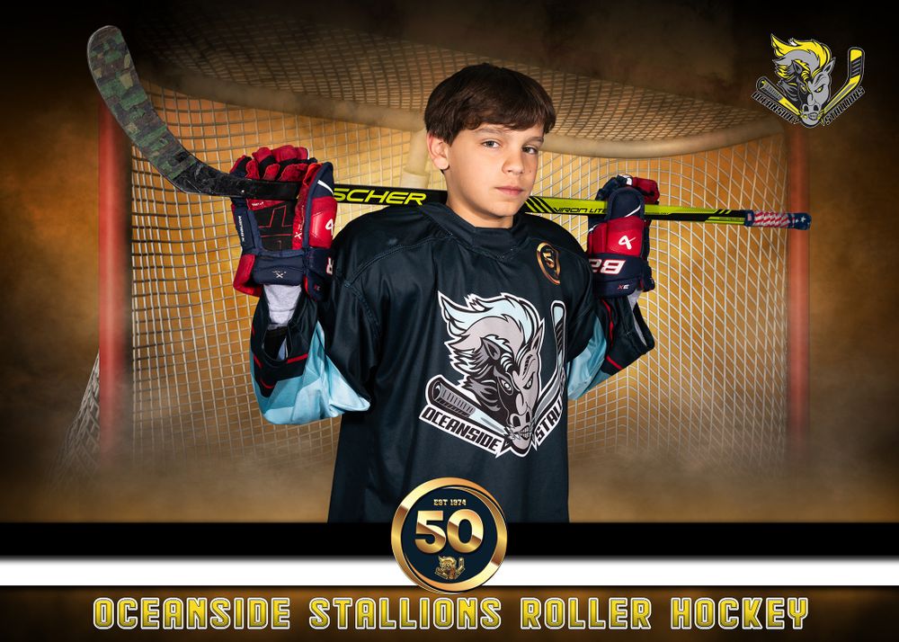 Sports League individual, sibling, buddies photography for the Oceanside Stallions Roller Hockey League located in Oceanside, New York.