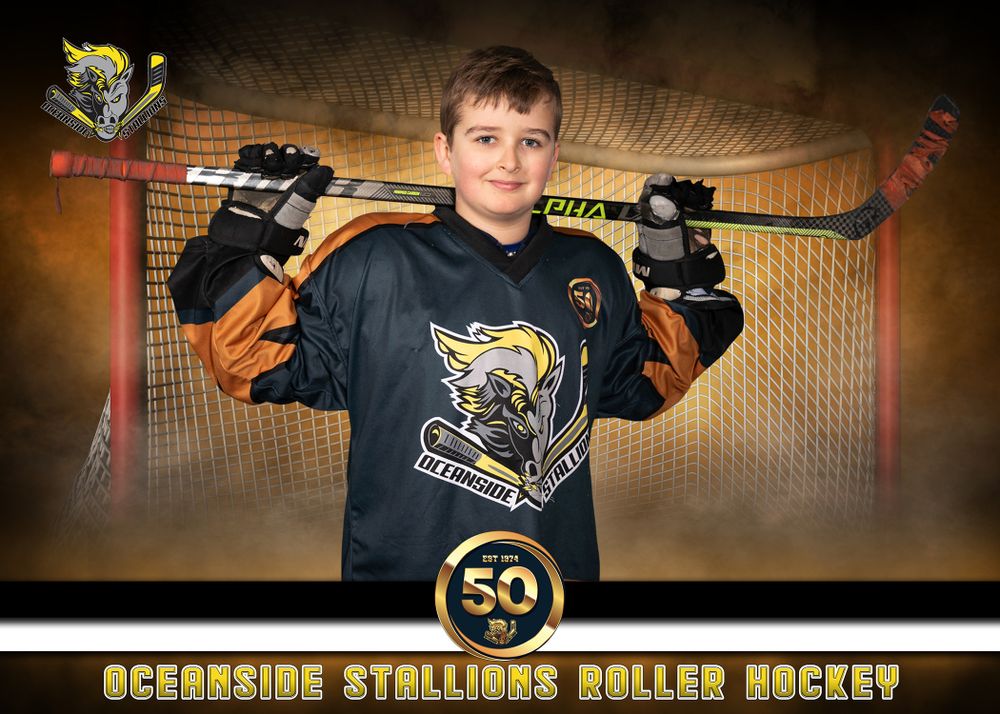 Sports League individual, sibling, buddies photography for the Oceanside Stallions Roller Hockey League located in Oceanside, New York.