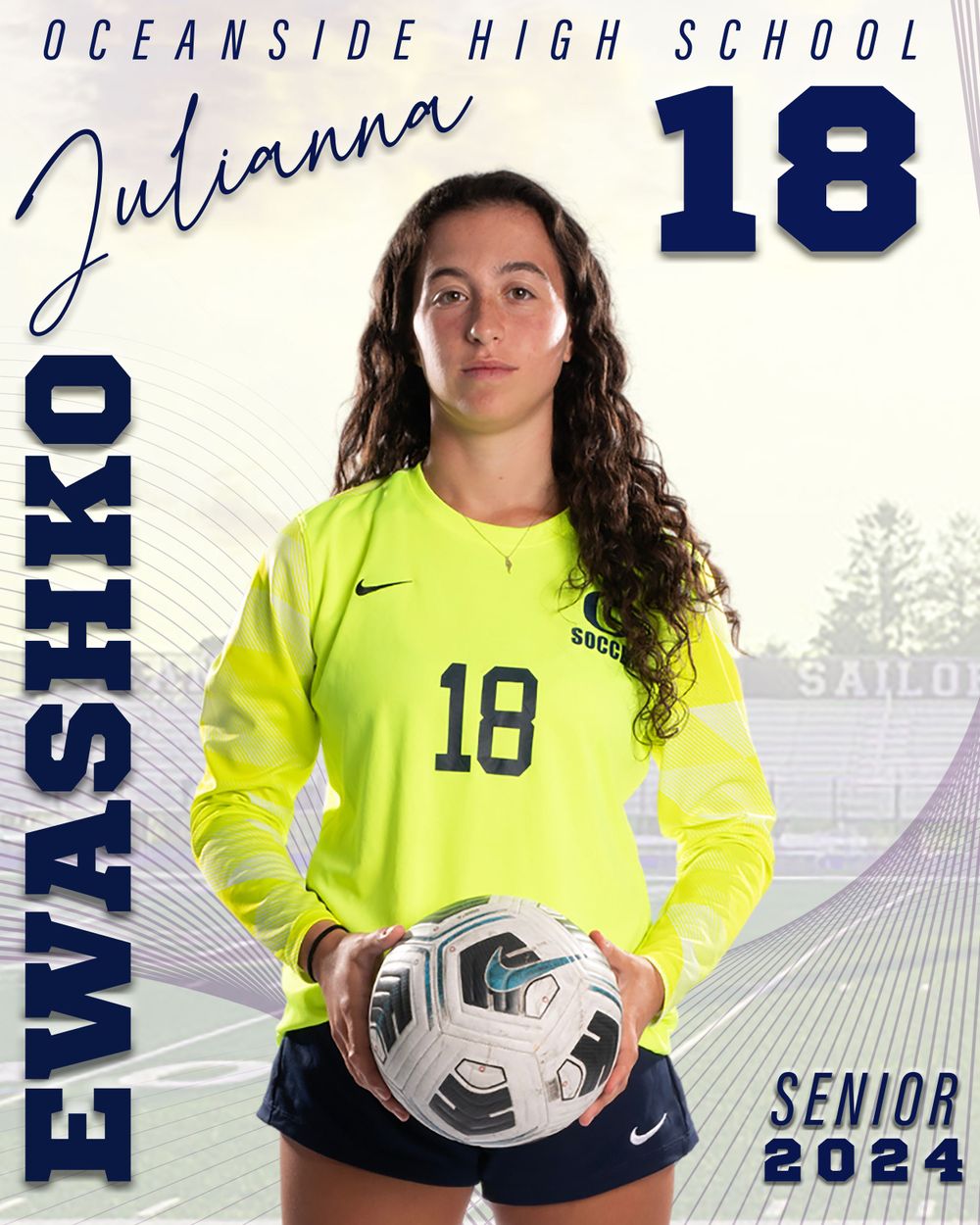 Sports Banner design and printing for Oceanside High School Girls Varsity Soccer Team. Class AAA 2024/2025 Nassau County Champions, NY.