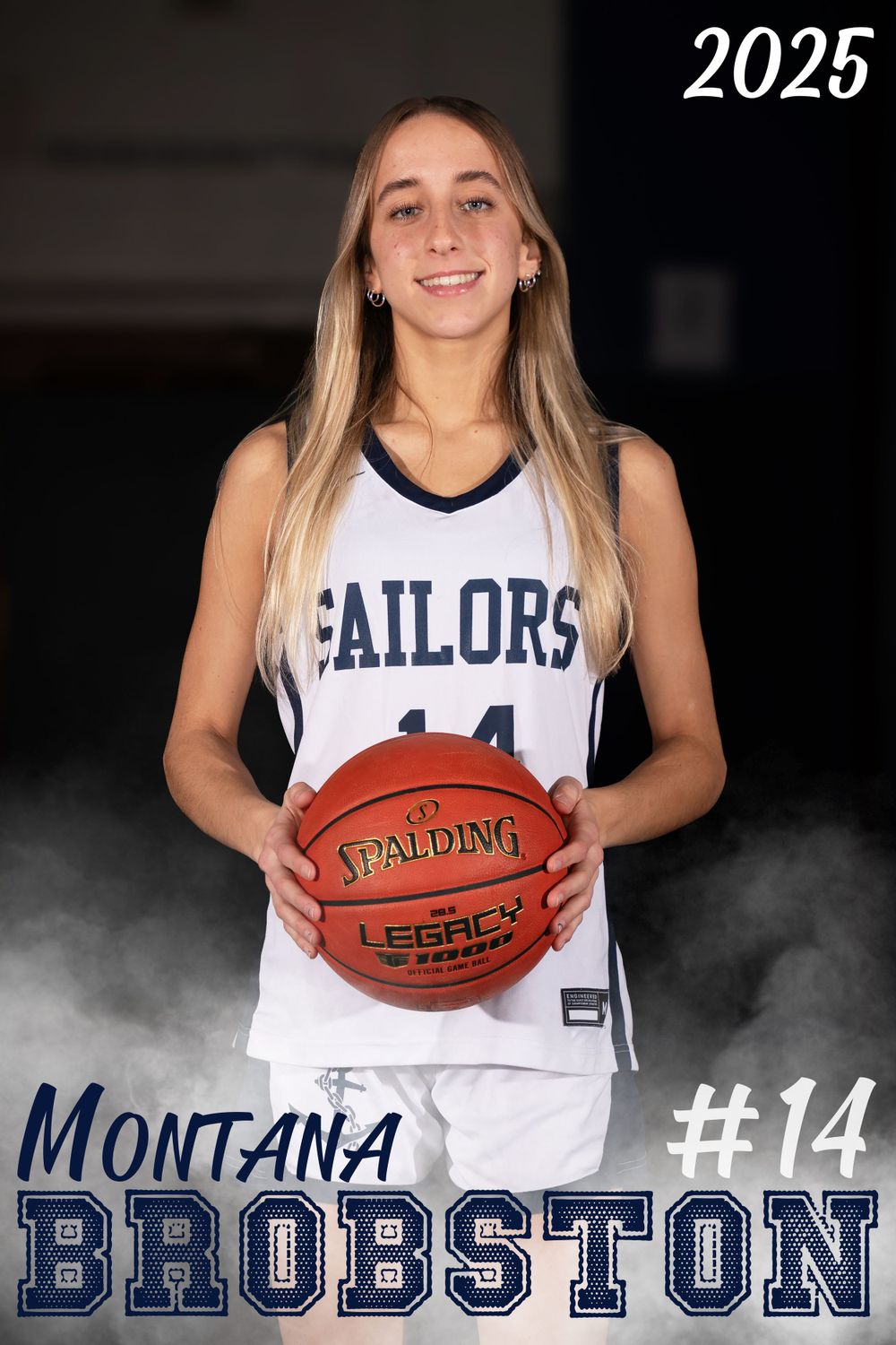 Banner design and printing for Oceanside High School Girls Varsity Basketball Senior Player for Senior Night.