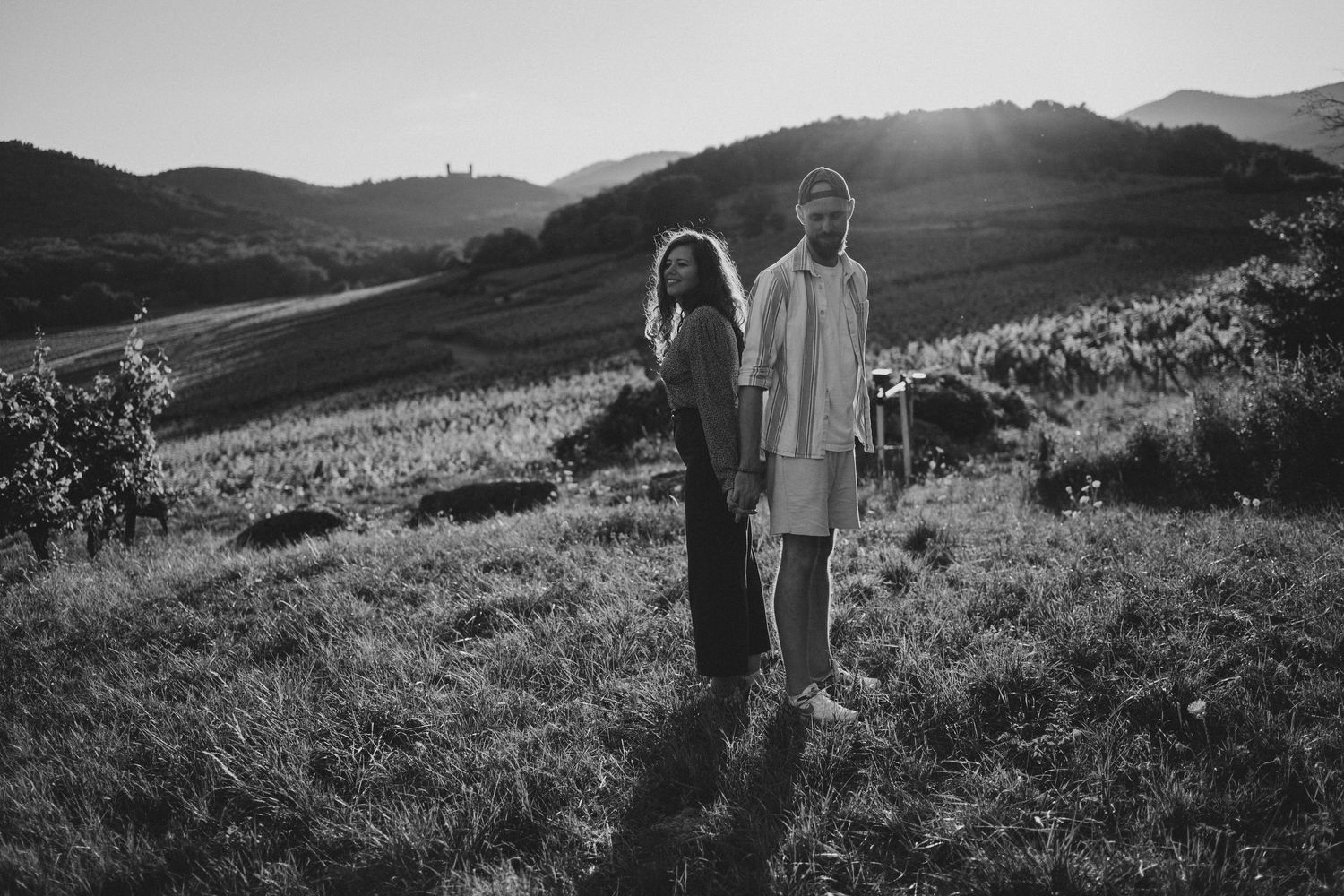 Séance photos couple dans les Vignes à Mittelbergheim.