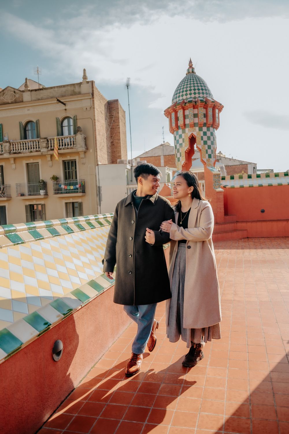 Romantic portrait Casa Vicens garden Engagement photoshoot Barcelona BarcelonaLoversPH