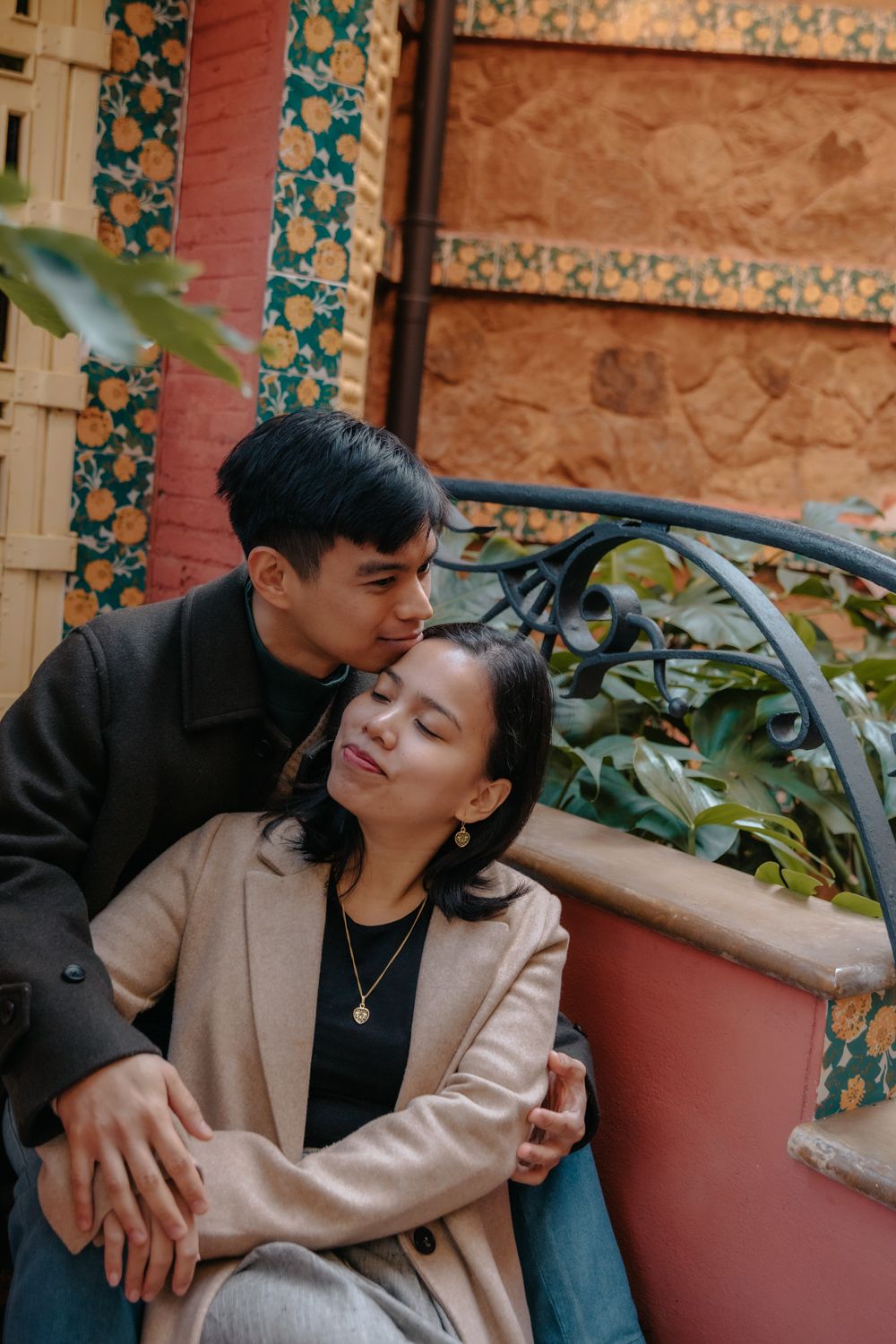 Nervous smile before kiss Barcelona Engagement photoshoot Barcelona BarcelonaLoversPH