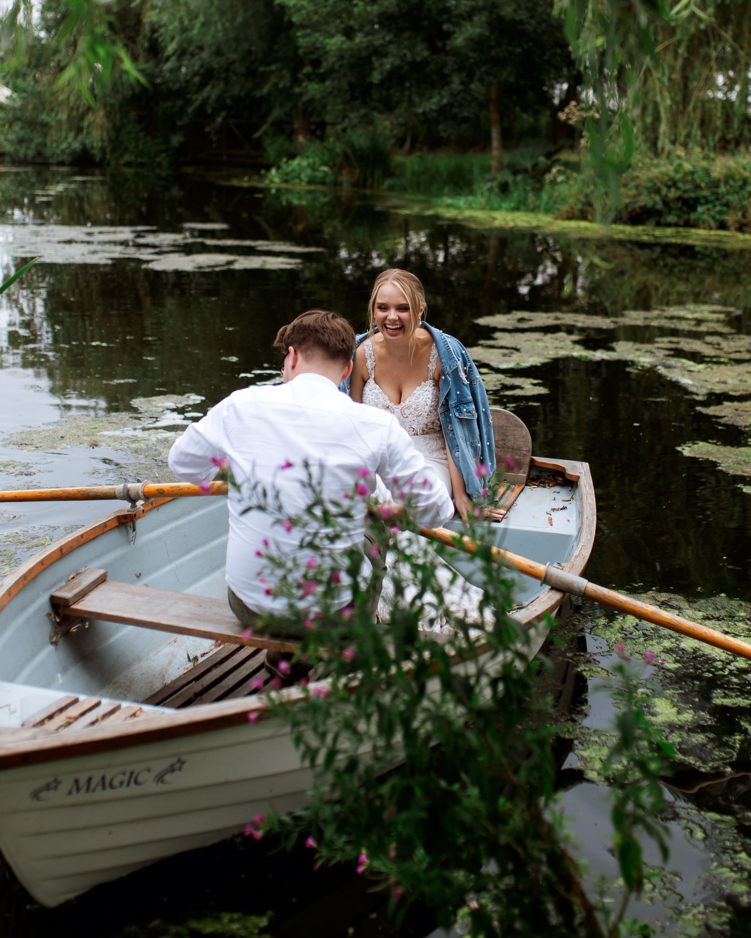 Boat, lake, wedding
