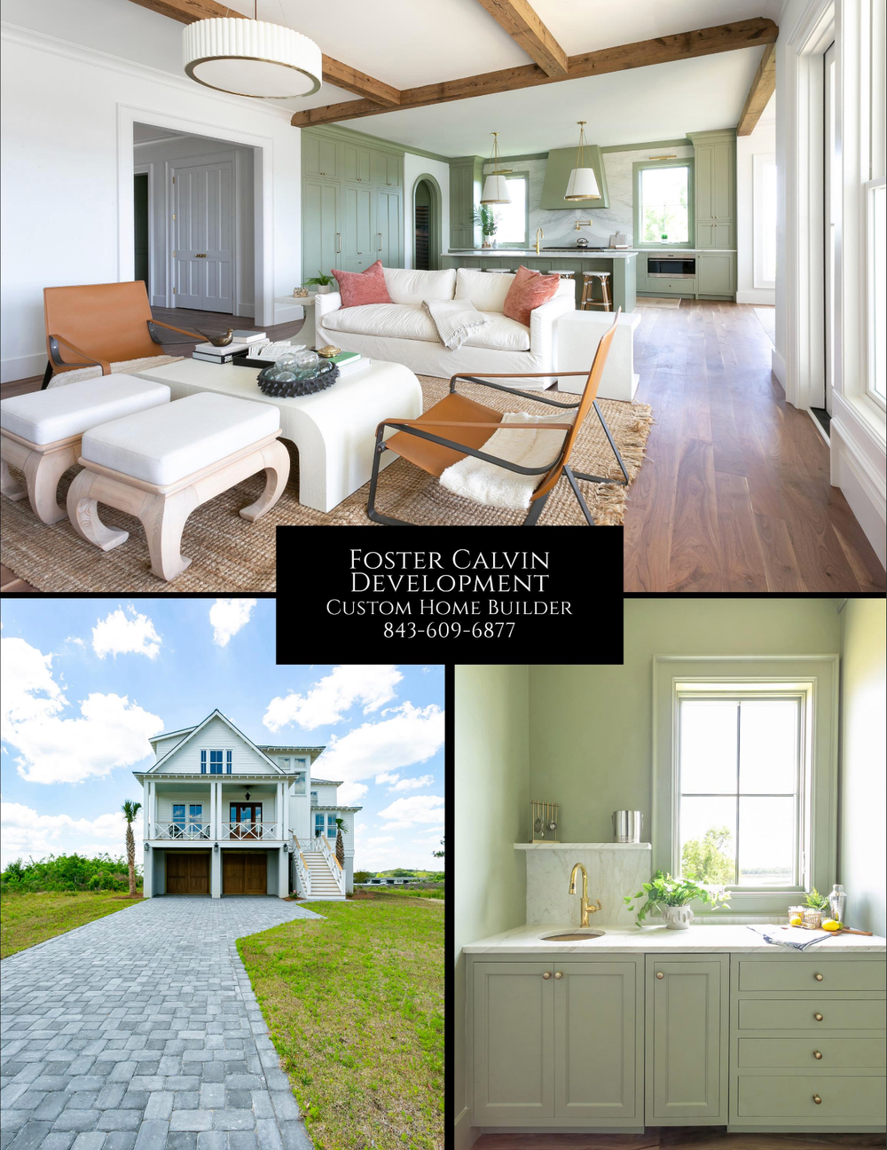 Interior design collage showing modern kitchen renovations and home remodeling projects with wood floors and white cabinets.