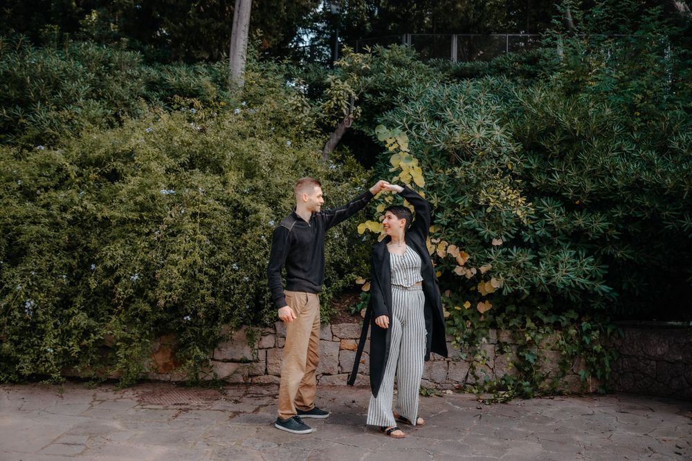 Excited celebration in hidden Montjuic garden Surprise proposal Barcelona BarcelonaLoversPH