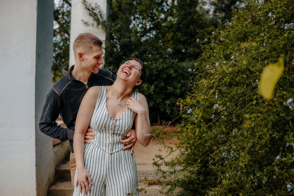 Couple embracing near Laribal fountain Surprise proposal Barcelona BarcelonaLoversPH