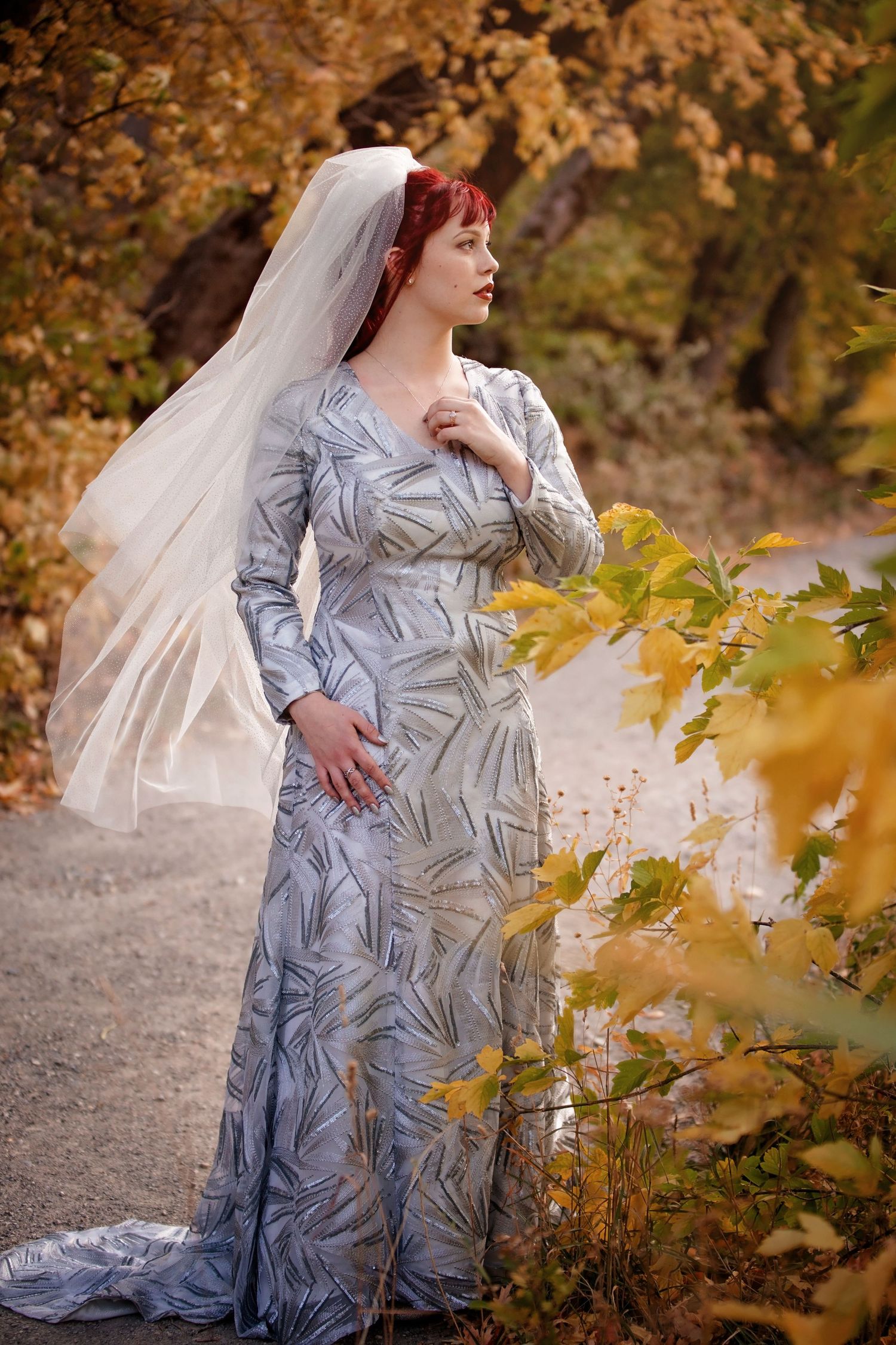 bridal photoshoot bride and groom fall colors Little Cottonwood Canyon Salt Lake City Utah
