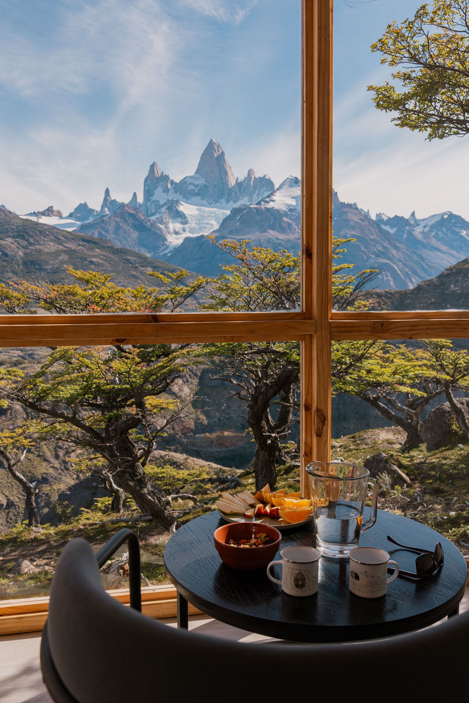 Luxury snacks with a view of Fitz Roy, Patagonia