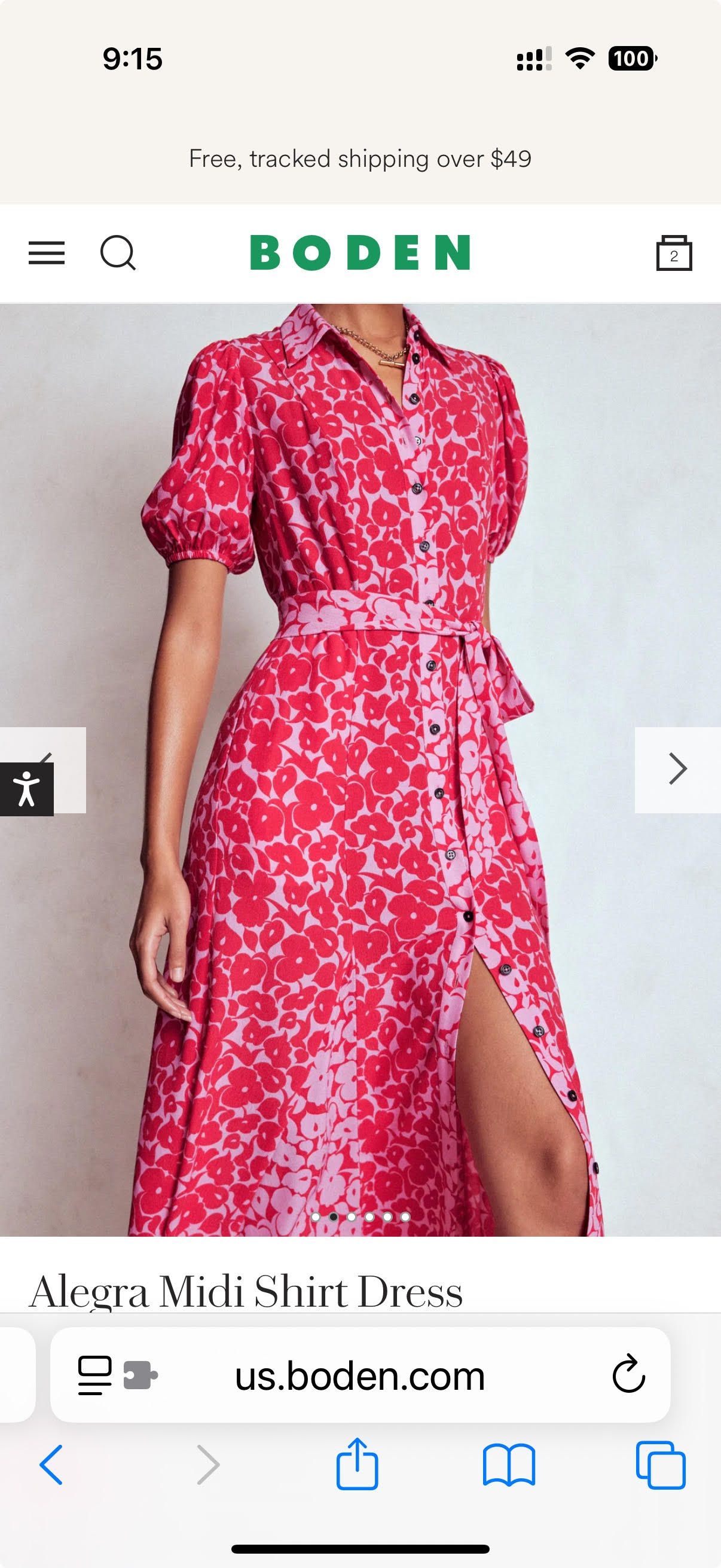 Photo of a pink, floral dress from Boden.