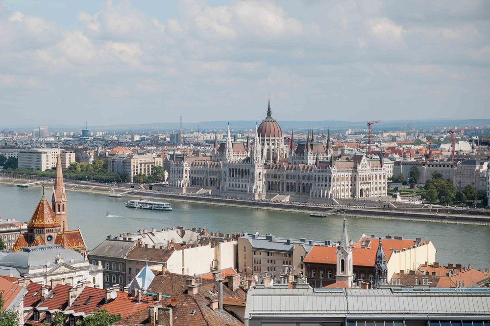 Budapest wedding at Aranybástya - the view over the Hungarian Parliament.