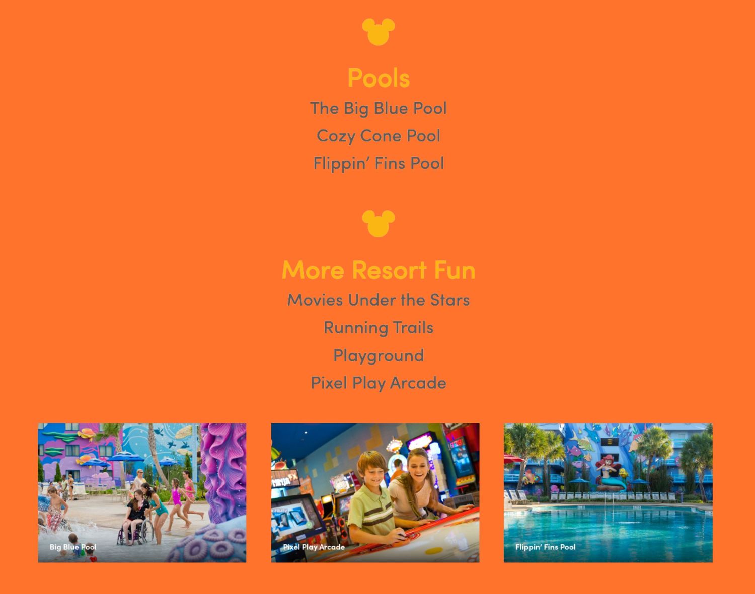 Disney resort menu board displaying food options against orange background.