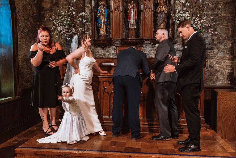 Signing marriage license after intimate ceremony