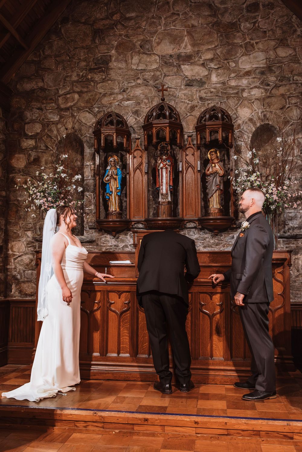 Signing marriage license after intimate ceremony