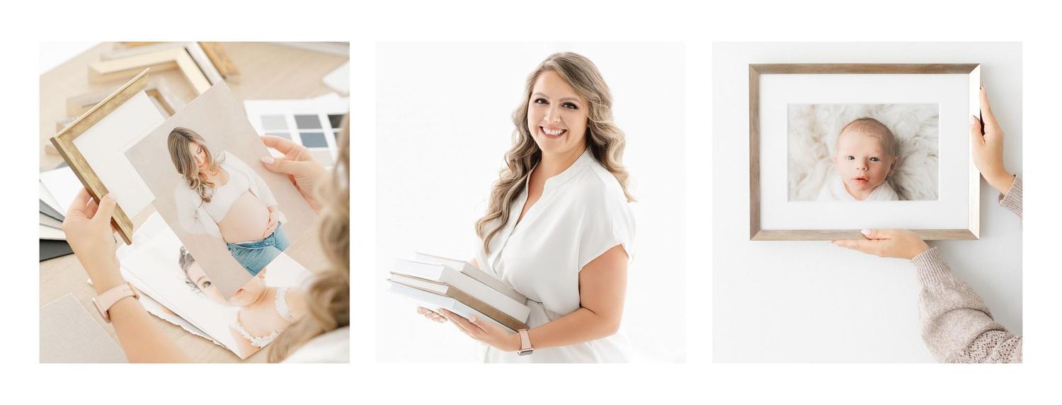 Ashley Wilson Photography holding prints of Jacksonville maternity photography work